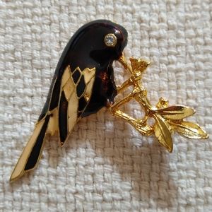 Vintage Enamel Bird Brooch